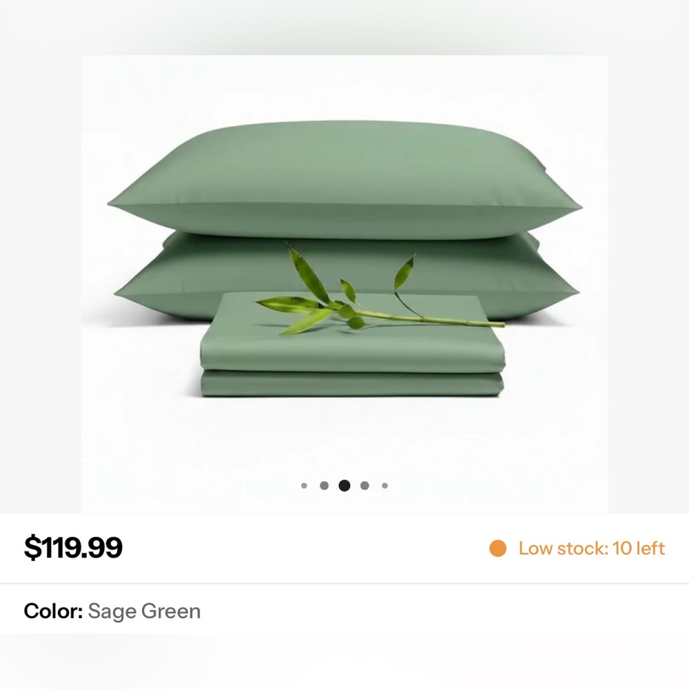 Sage Green Bedding Sheet Set - Soft Cotton Percale New open Bag
